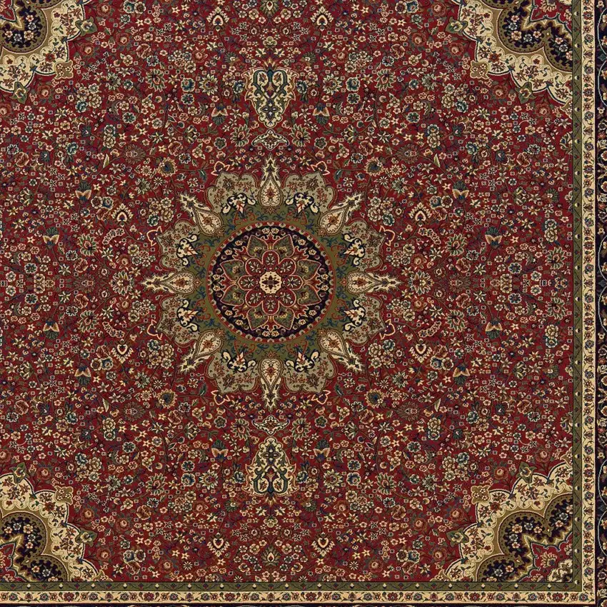 8' Red And Blue Oriental Square Rug Photo 5