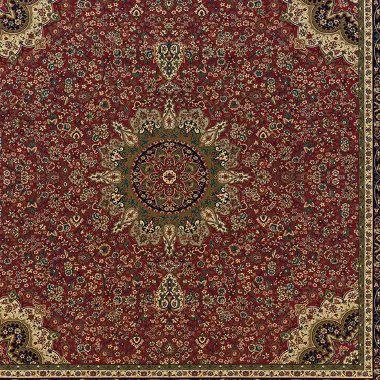 8' Red And Blue Oriental Square Rug Photo 5