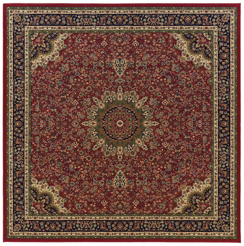 8' Red And Blue Oriental Square Rug Photo 2