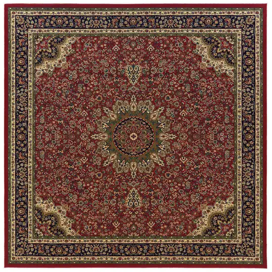 8' Red And Blue Oriental Square Rug Photo 2