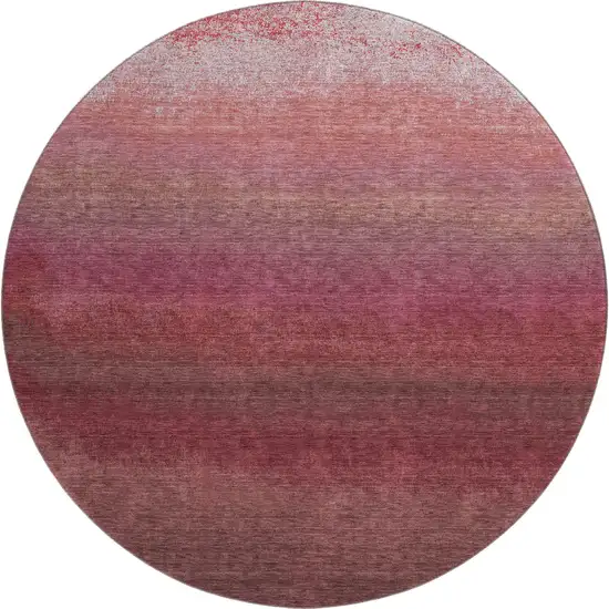 8' Red And Blush Ombre Washable Round Rug With UV Protection Photo 1