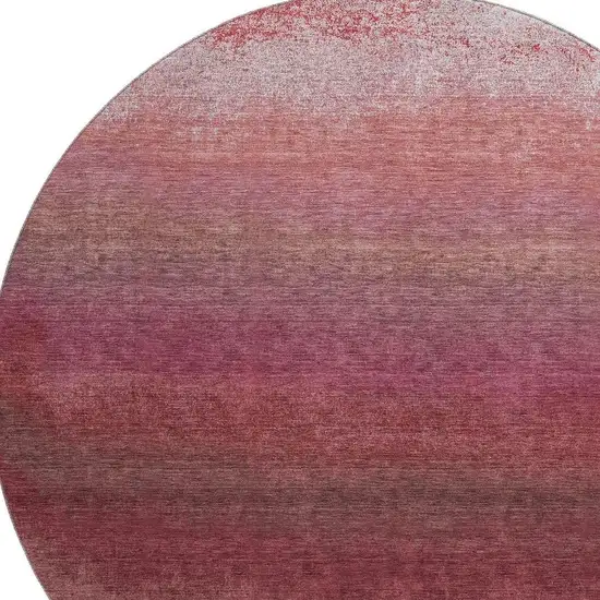 8' Red And Blush Ombre Washable Round Rug With UV Protection Photo 3
