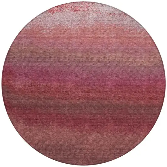 8' Red And Blush Round Ombre Washable Indoor Outdoor Area Rug Photo 3