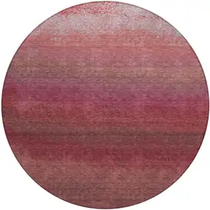 Photo of 8' Red And Blush Round Ombre Washable Indoor Outdoor Area Rug
