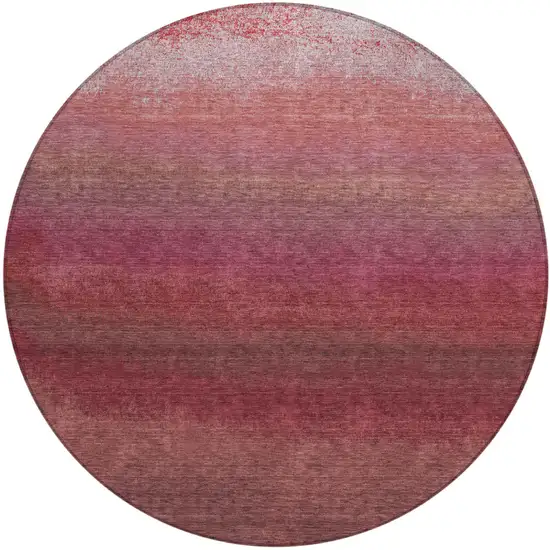 8' Red And Blush Round Ombre Washable Indoor Outdoor Area Rug Photo 1