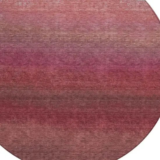8' Red And Blush Round Ombre Washable Indoor Outdoor Area Rug Photo 9