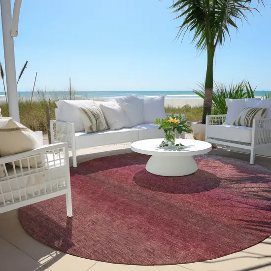 8' Red And Blush Round Ombre Washable Indoor Outdoor Area Rug Photo 6