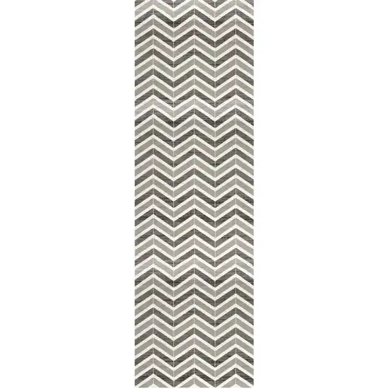 6' Red And Gray Geometric Runner Rug Photo 1
