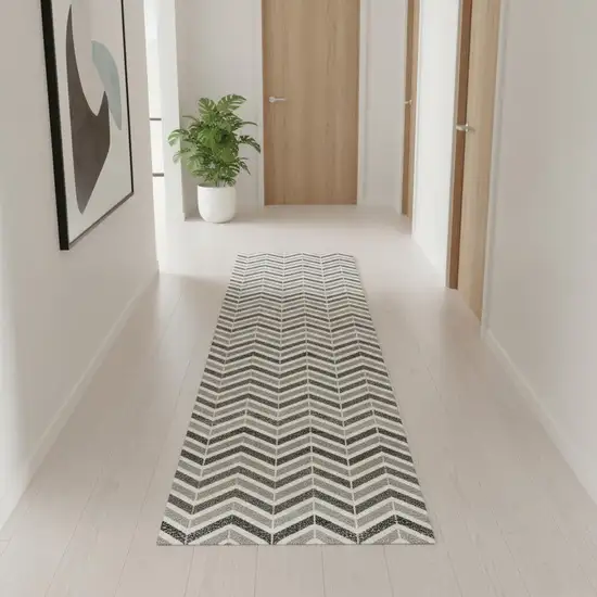 12' Red And Gray Geometric Runner Rug Photo 1