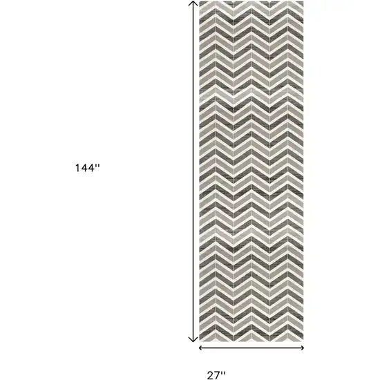 12' Red And Gray Geometric Runner Rug Photo 3