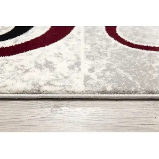12' Red And Gray Geometric Runner Rug Photo 9