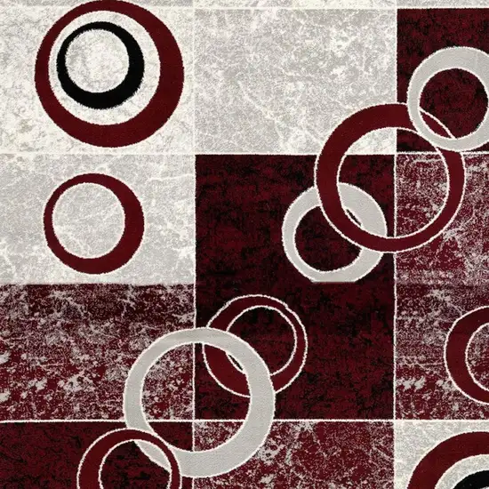 12' Red And Gray Geometric Runner Rug Photo 4