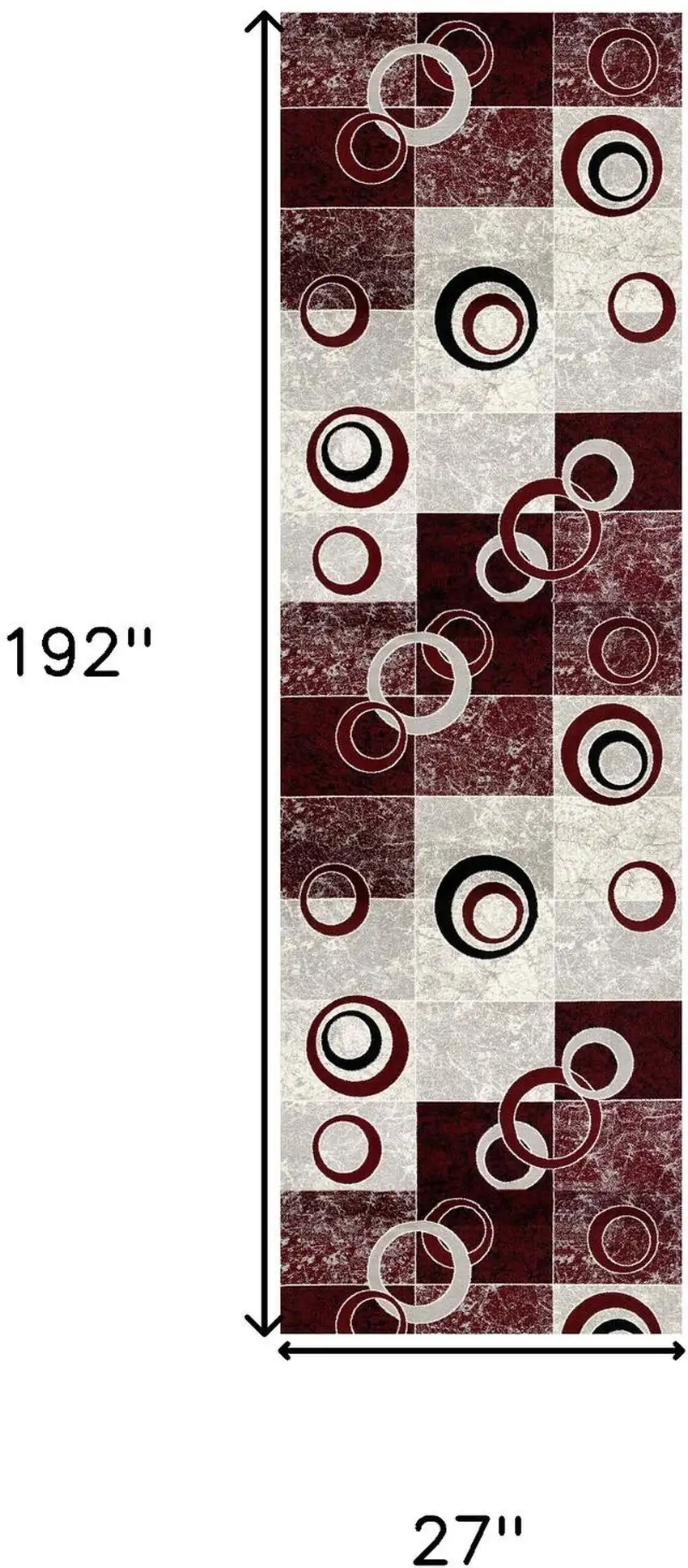 16' Red And Gray Geometric Runner Rug Photo 3