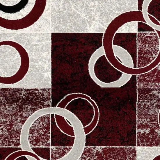 16' Red And Gray Geometric Runner Rug Photo 3