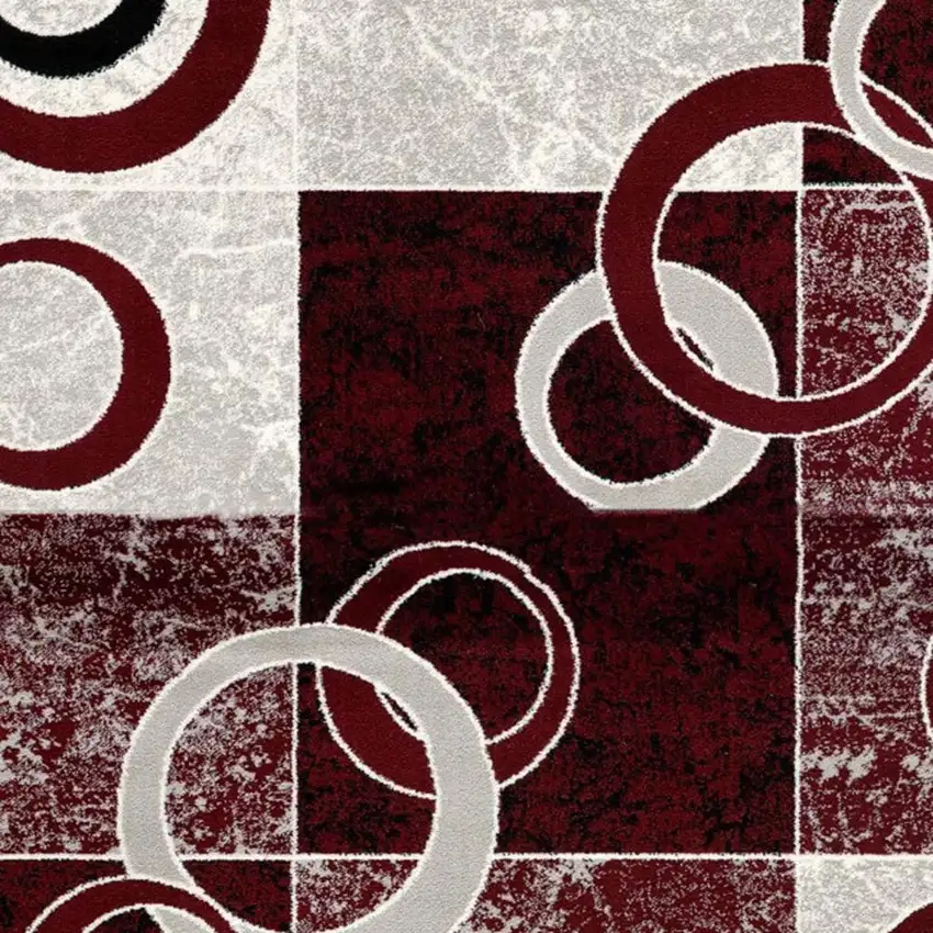 16' Red And Gray Geometric Runner Rug Photo 3