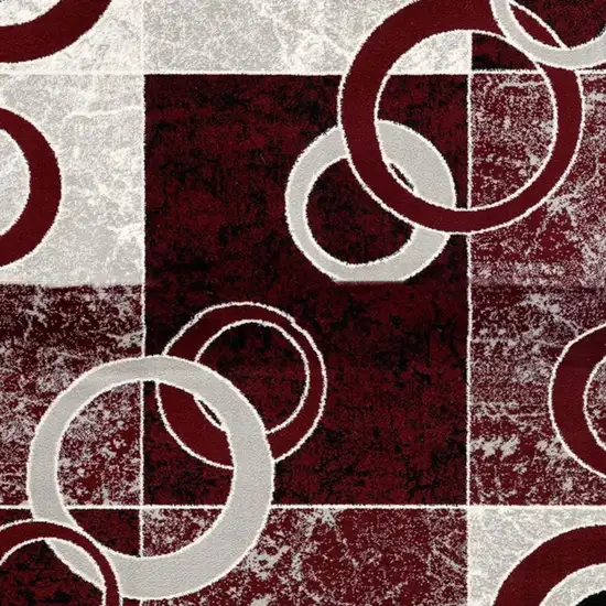 14' Red And Gray Geometric Runner Rug Photo 4