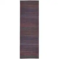 Photo of 8' Red And Gray Striped Power Loom Runner Rug