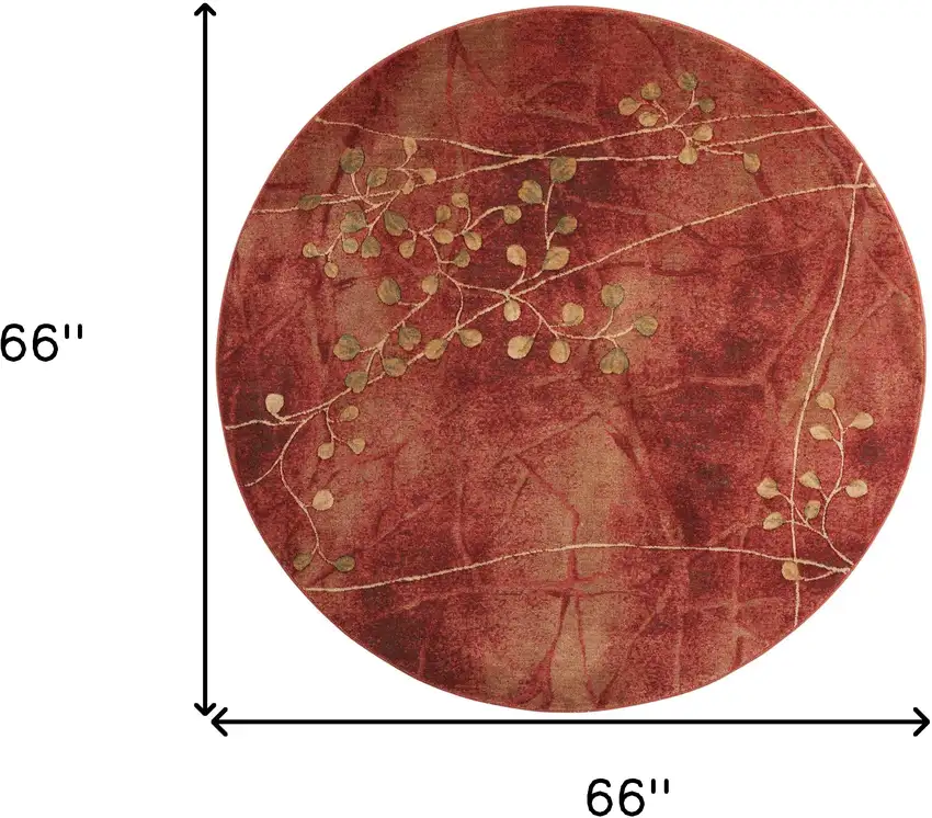 6' Red And Green Floral Non Skid Round Rug Photo 3