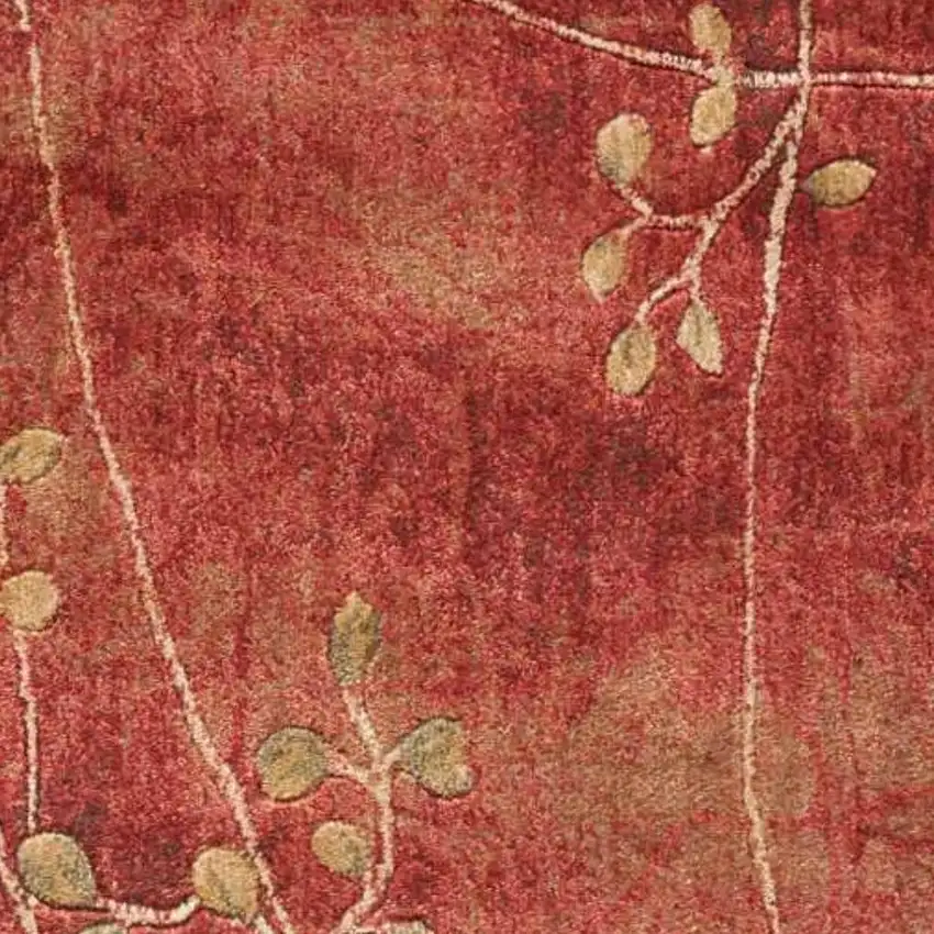 6' Red And Green Floral Non Skid Runner Rug Photo 3