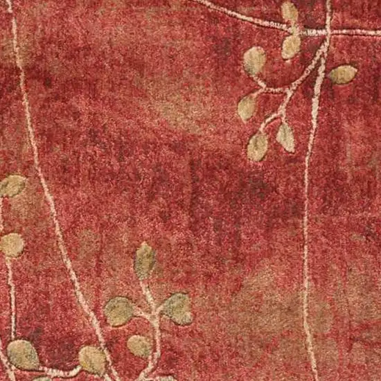 6' Red And Green Floral Non Skid Runner Rug Photo 3