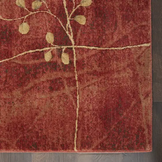 6' Red And Green Floral Non Skid Runner Rug Photo 6