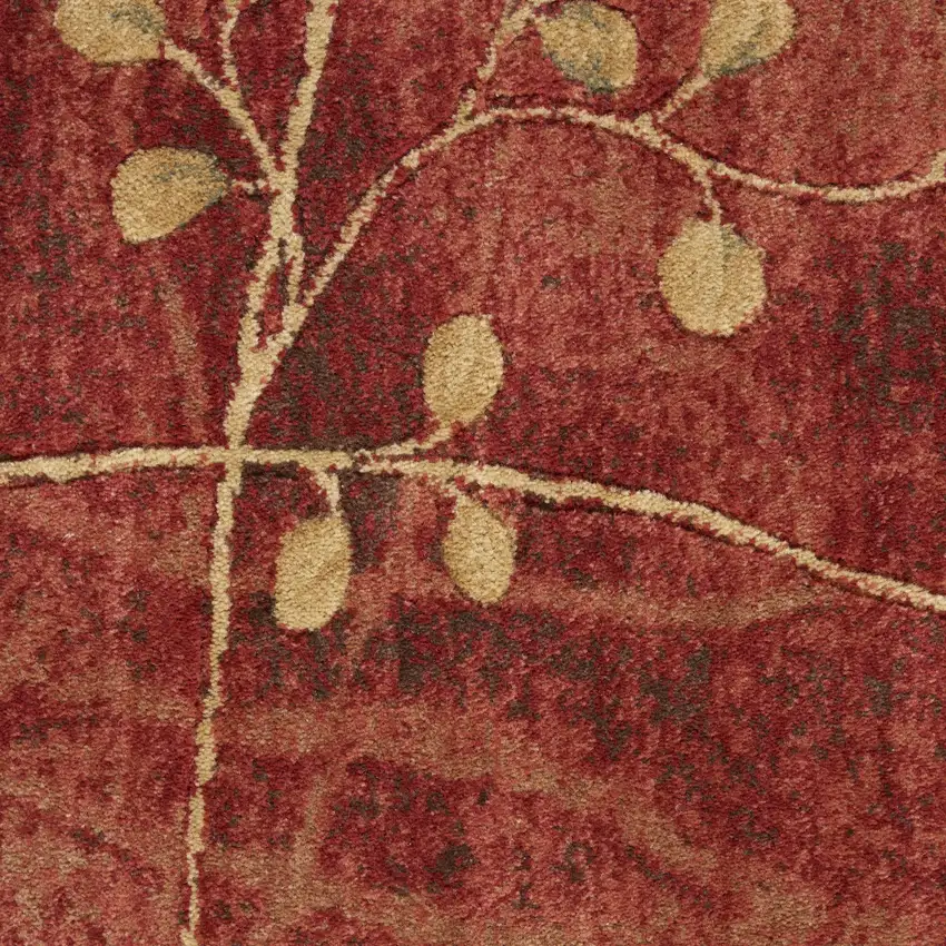 8' Red And Green Floral Non Skid Runner Rug Photo 9