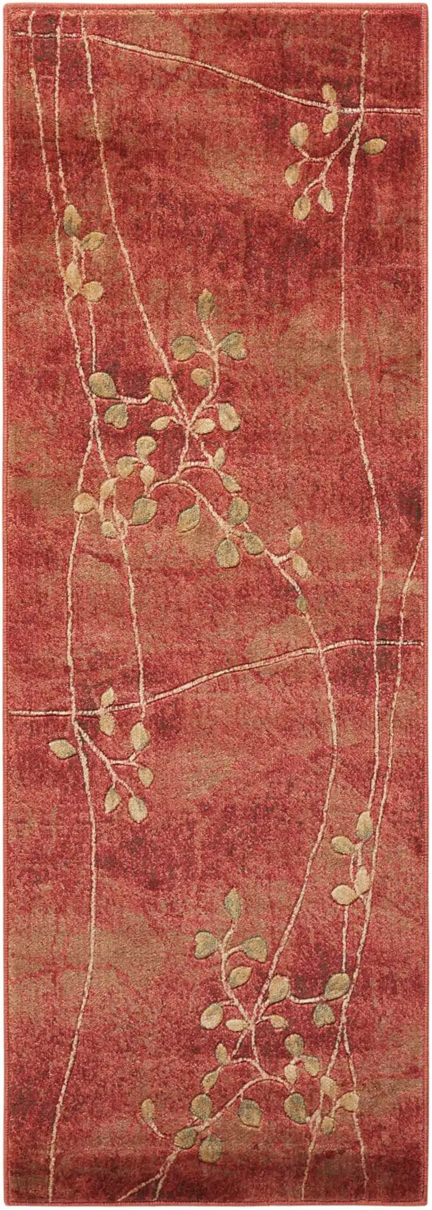 8' Red And Green Floral Non Skid Runner Rug Photo 2