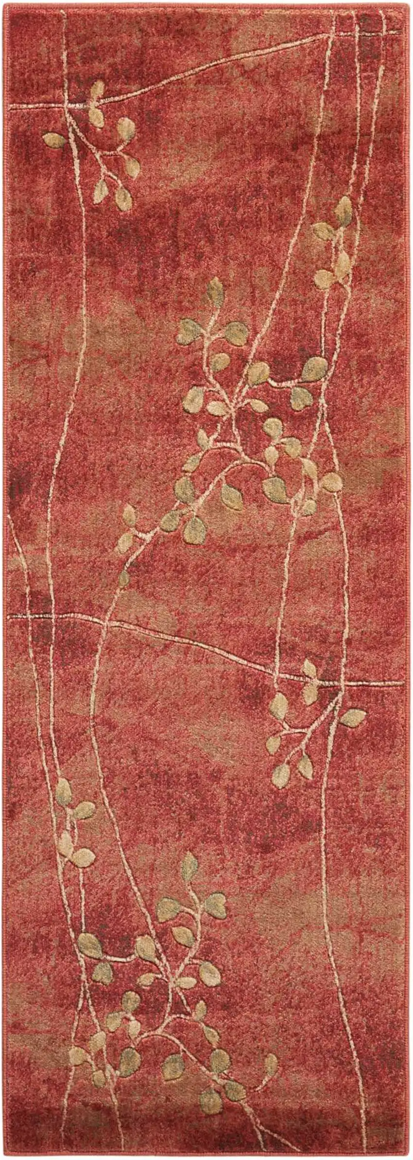 8' Red And Green Floral Non Skid Runner Rug Photo 4