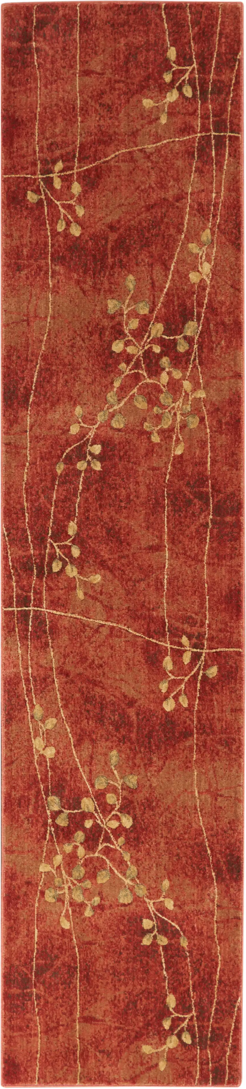 10' Red And Green Floral Non Skid Runner Rug Photo 4