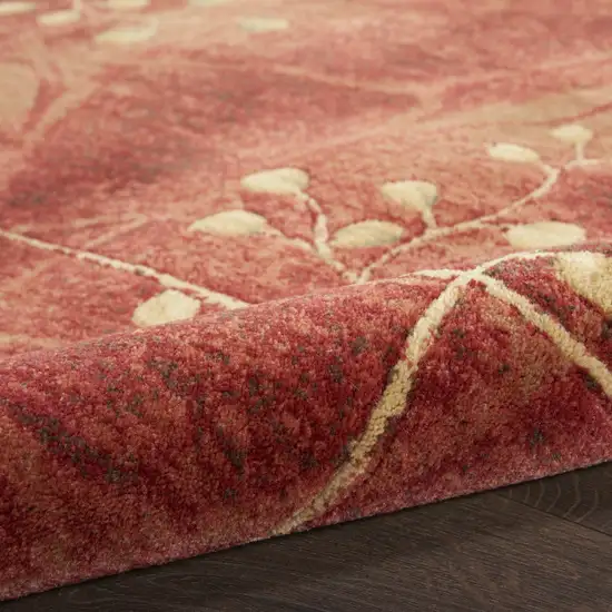 10' Red And Green Floral Non Skid Runner Rug Photo 8