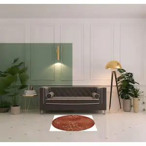 Photo of 4' Red And Green Floral Round Rug