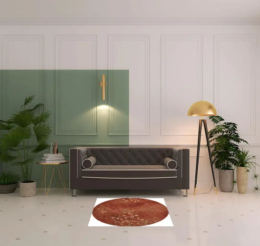 4' Red And Green Floral Round Rug Photo 1