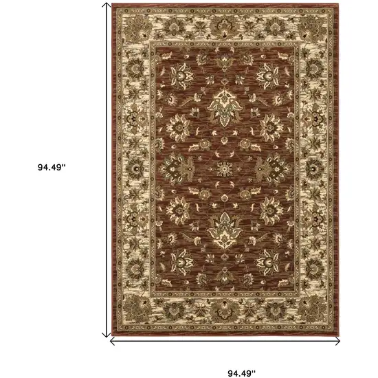 8' Red And Ivory Floral Square Rug Photo 3