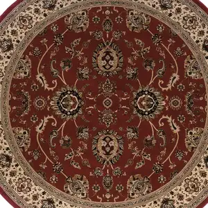 Photo of 6' Red And Ivory Oriental Round Rug