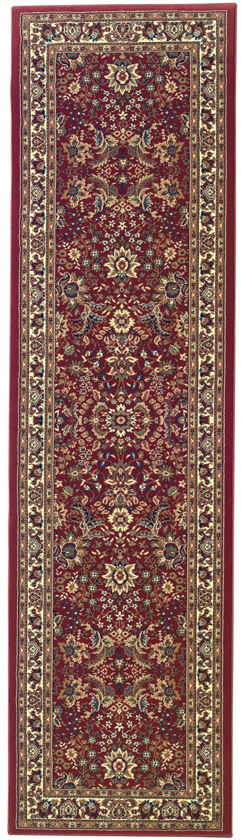 8' Red And Ivory Oriental Runner Rug Photo 2