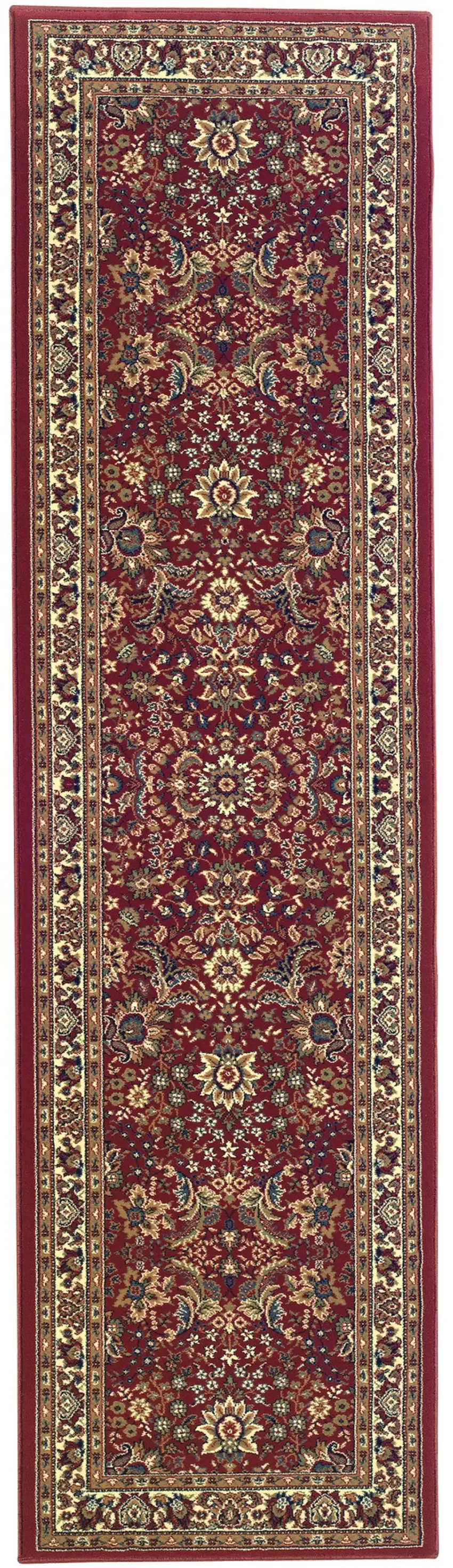8' Red And Ivory Oriental Runner Rug Photo 4