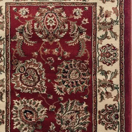 8' Red And Ivory Oriental Runner Rug Photo 5