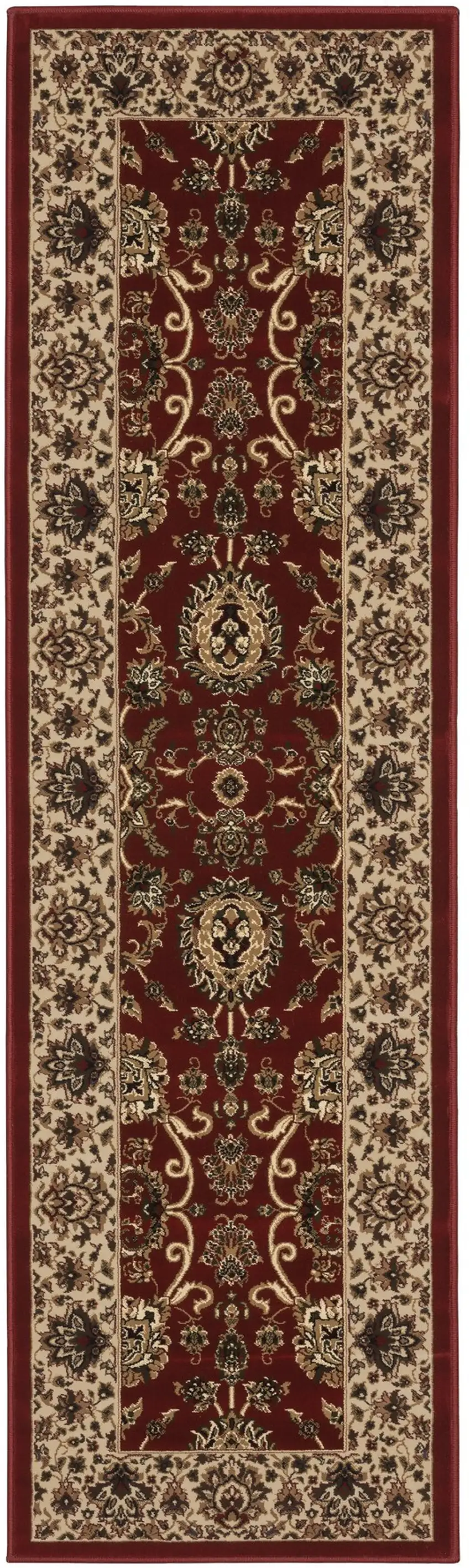 8' Red And Ivory Oriental Runner Rug Photo 2