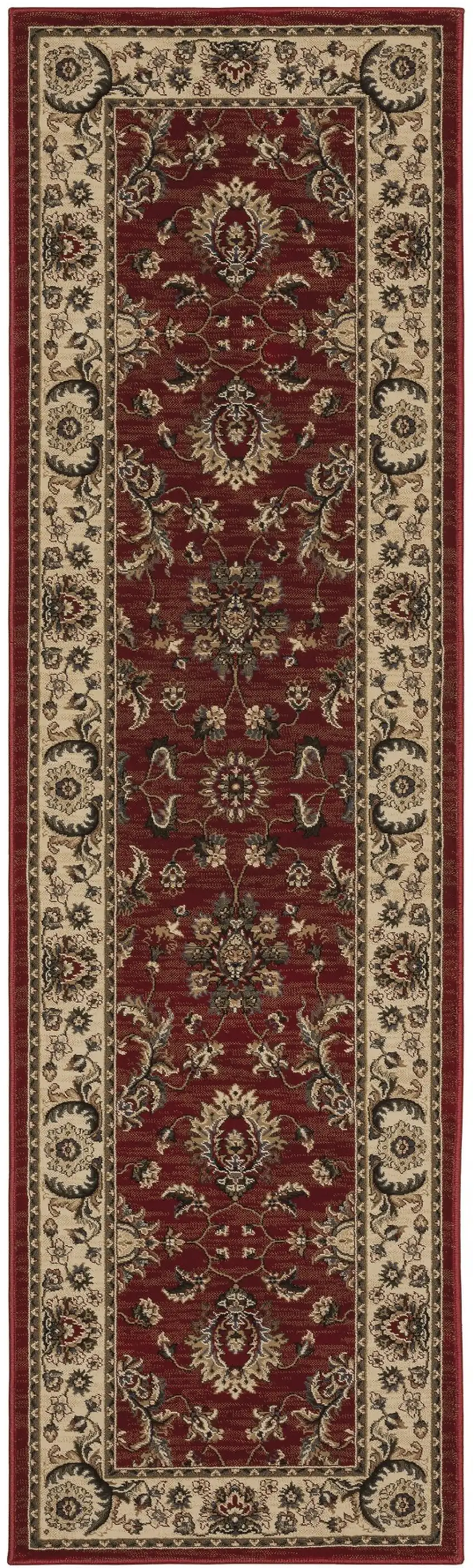 8' Red And Ivory Oriental Runner Rug Photo 2
