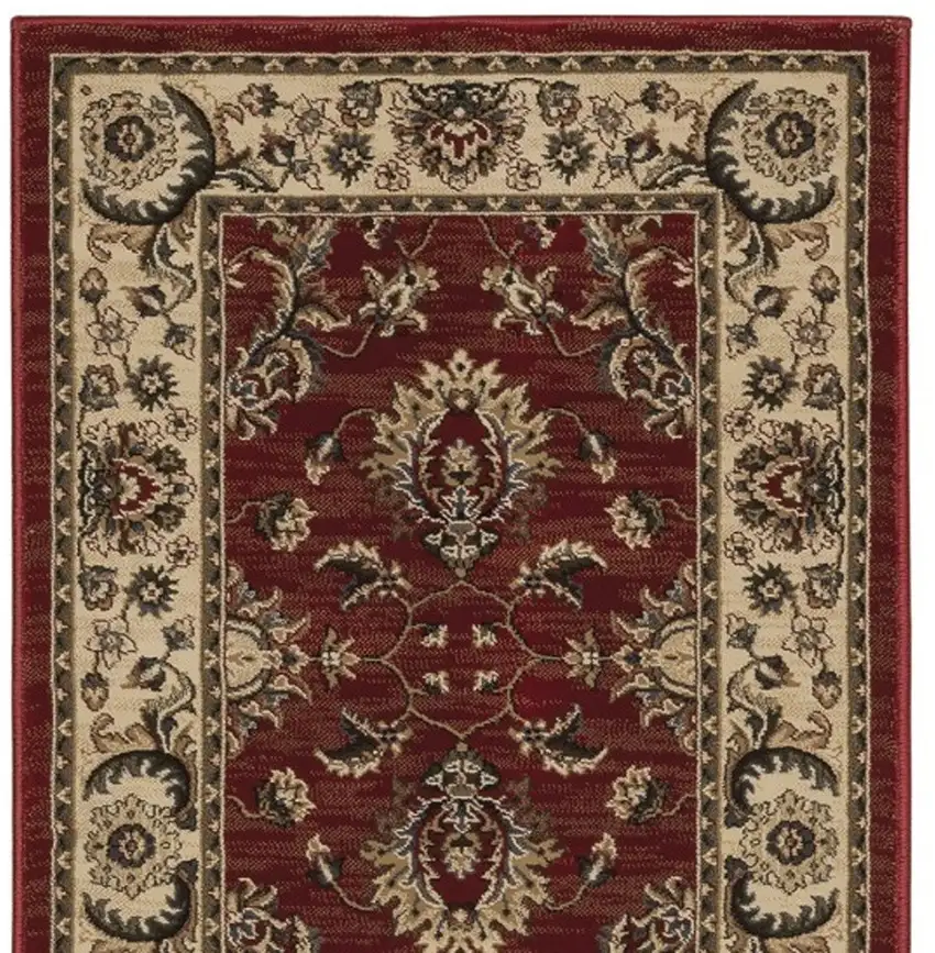 8' Red And Ivory Oriental Runner Rug Photo 4