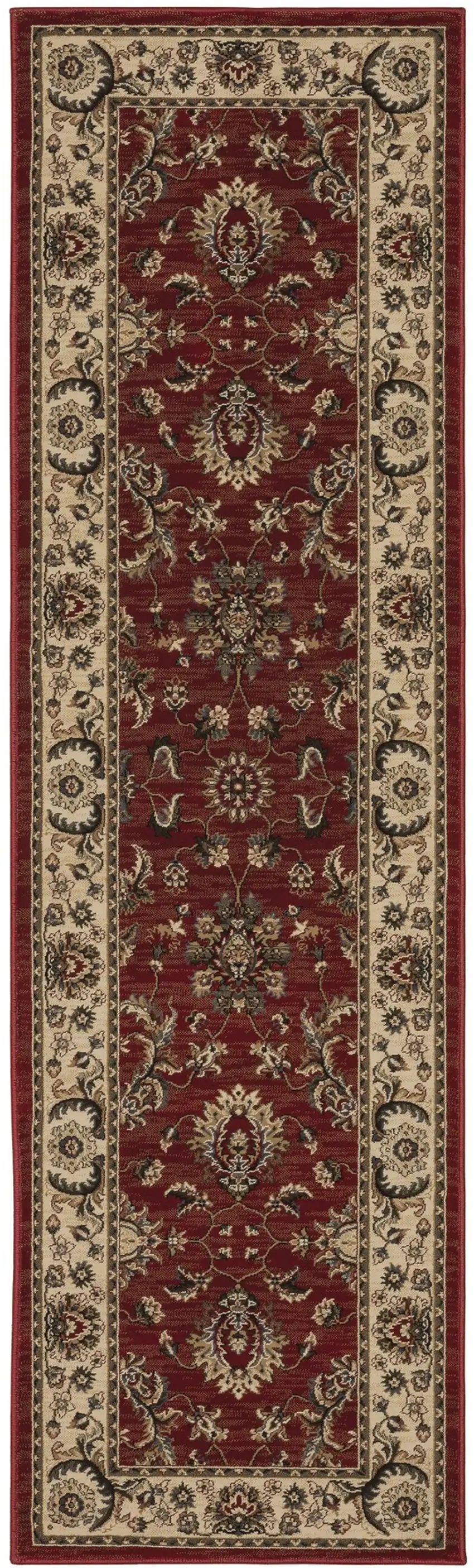 8' Red And Ivory Oriental Runner Rug Photo 5