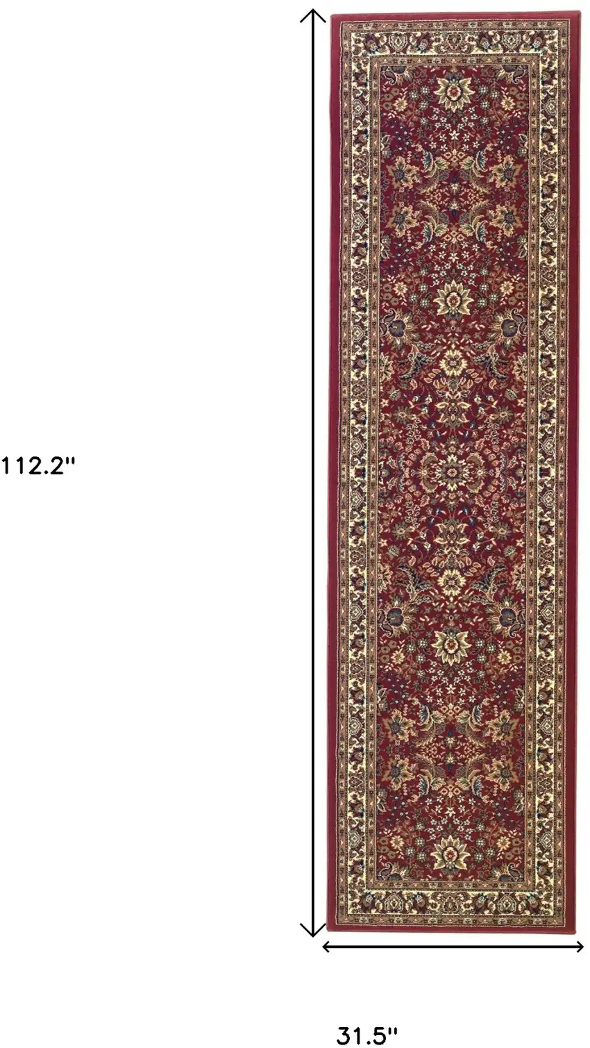 9' Red And Ivory Oriental Runner Rug Photo 3