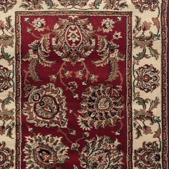 9' Red And Ivory Oriental Runner Rug Photo 5
