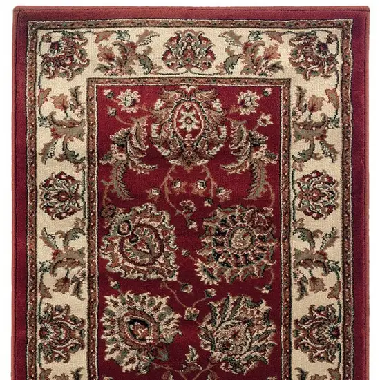 9' Red And Ivory Oriental Runner Rug Photo 4