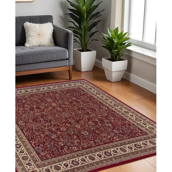 8' Red And Ivory Oriental Square Rug Photo 1