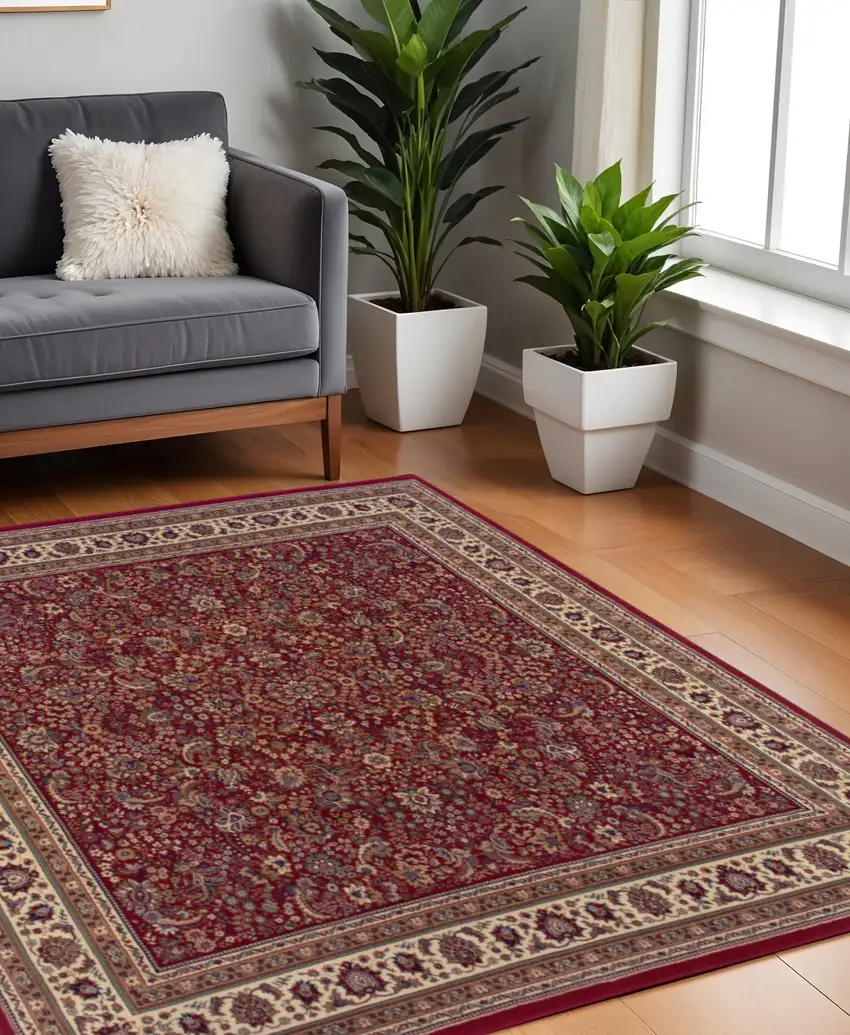 8' Red And Ivory Oriental Square Rug Photo 1