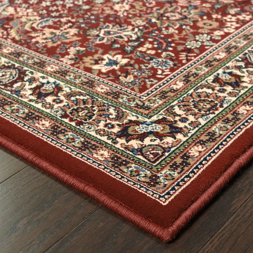 8' Red And Ivory Oriental Square Rug Photo 6