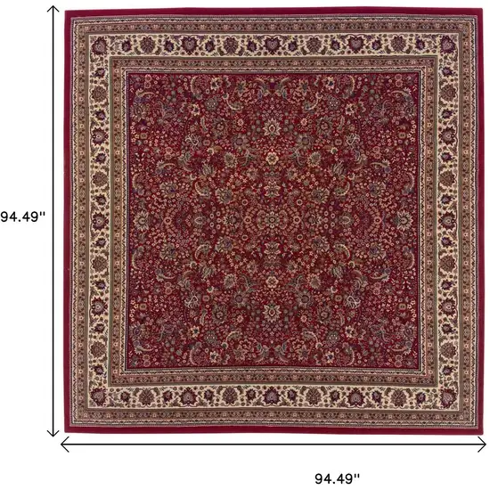 8' Red And Ivory Oriental Square Rug Photo 8