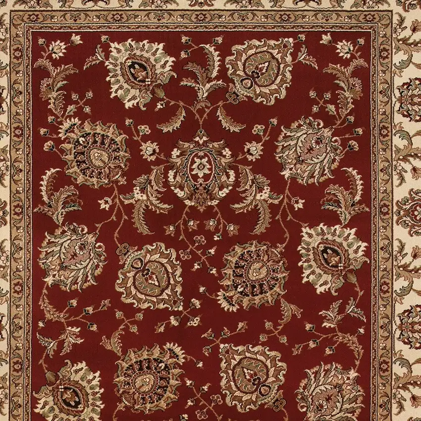 8' Red And Ivory Oriental Square Rug Photo 4