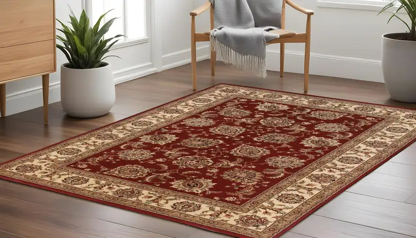 8' Red And Ivory Oriental Square Rug Photo 1